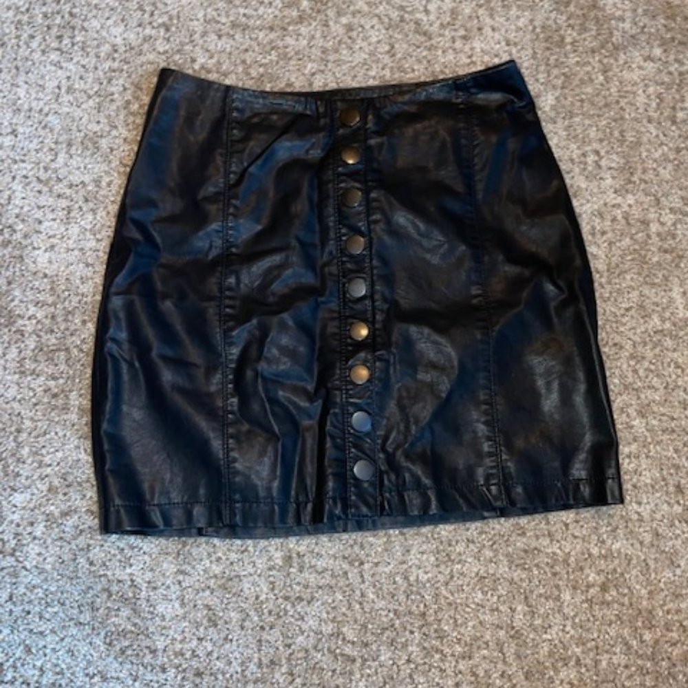 Free People black leather skirt, size 0